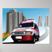 Ambulance in de stad poster (Voorkant)
