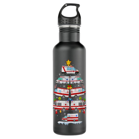 Ambulance kerstboom AMR Funny EMS Paramed Waterfles (Voorkant)