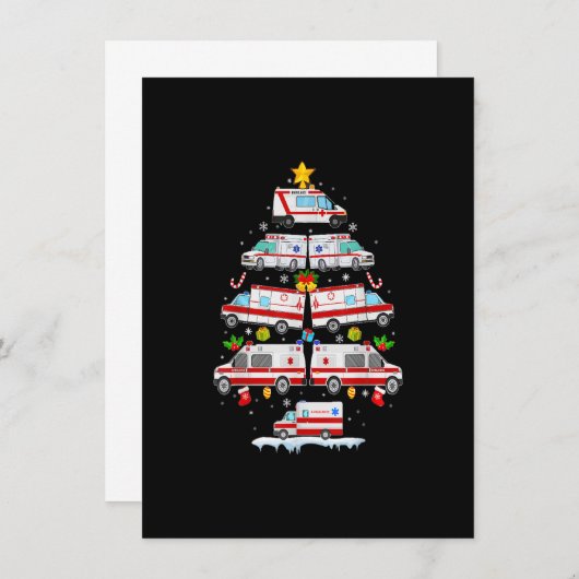 Ambulance Kerstboom AMR Grappig EMS EMT Ambulancev Kaart (Voorkant / Achterkant)