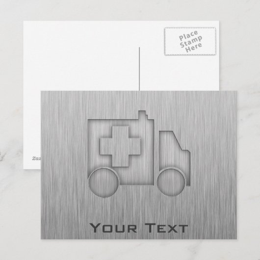 Ambulance; Metaalblik Briefkaart (Voorkant / Achterkant)