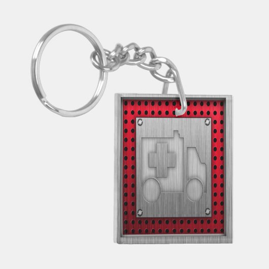 Ambulance; Metaalblik Sleutelhanger (Voorkant Links)