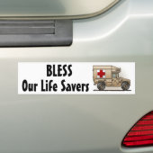 "Ambulance Militaire Hummer, ons leven redden... B Bumpersticker (Op auto)