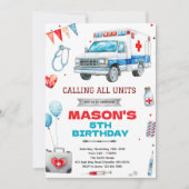 Ambulance party theme invitation kaart (Voorkant)