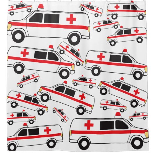 Ambulance Patroon Douchegordijn (Voorkant)