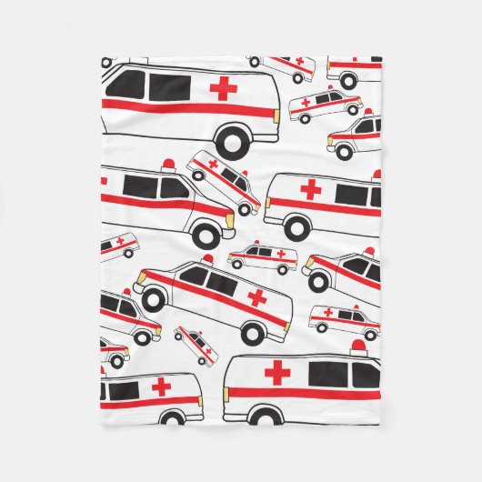Ambulance Patroon Fleece Deken (Voorkant)