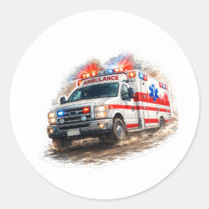 Ambulance Reddingsheld Ronde Sticker