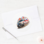 Ambulance Reddingsheld Ronde Sticker (Envelop)