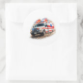 Ambulance Reddingsheld Ronde Sticker (Tas)