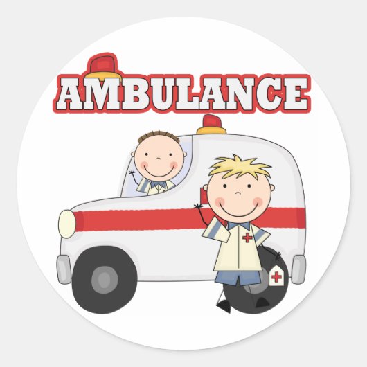 Ambulance T-shirts en cadeautjes Ronde Sticker (Voorkant)