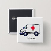 Ambulance vierkante speld button 5,1 cm (Voorkant /achterkant)
