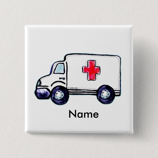 Ambulance vierkante speld button 5,1 cm (Voorkant)