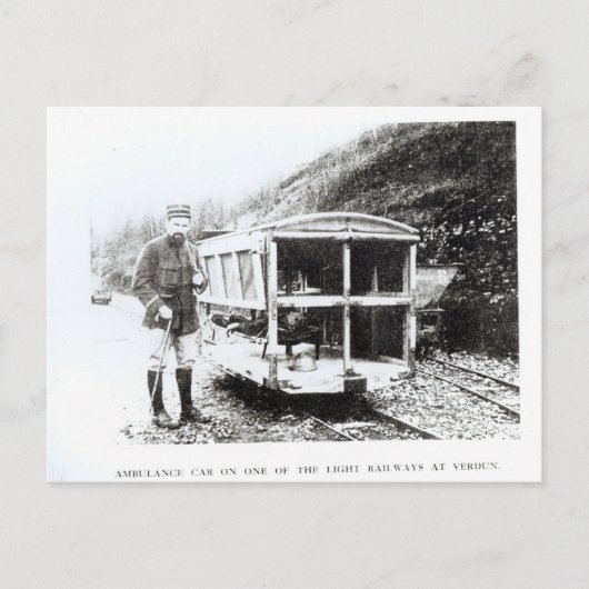 Ambulancemotor op een van de lichte spoorwegen briefkaart (Voorkant)