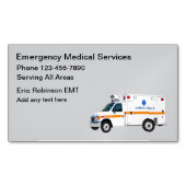 Ambulancethema voor medische hulpdiensten magnetisch visitekaartje (Voorkant)