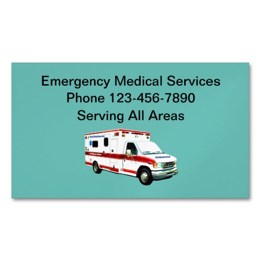 Ambulancethema voor medische hulpdiensten magnetisch visitekaartje (Voorkant)
