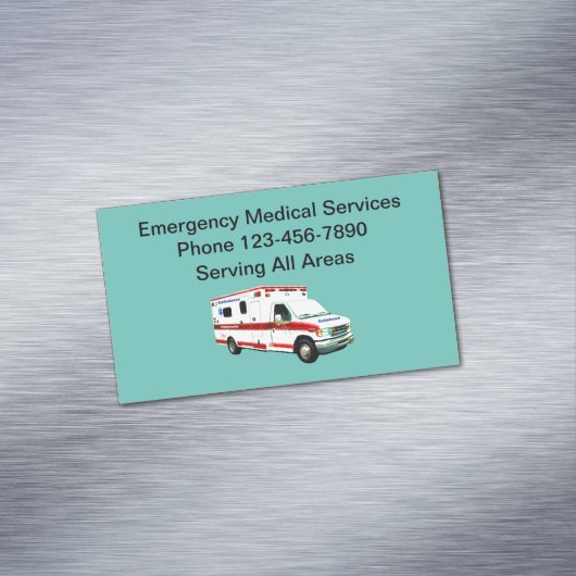 Ambulancethema voor medische hulpdiensten magnetisch visitekaartje (Voorbeeld)