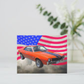 AMC Javlin-auto met Amerikaanse vlag Briefkaart (Staand voorkant)