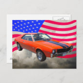 AMC Javlin-auto met Amerikaanse vlag Briefkaart (Voorkant / Achterkant)