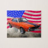 AMC Javlin-auto met Amerikaanse vlag Legpuzzel (Horizontaal)