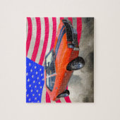 AMC Javlin-auto met Amerikaanse vlag Legpuzzel (Verticaal)