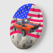 AMC Javlin Klassieke auto met Amerikaanse vlag Grote Klok (Hoek)