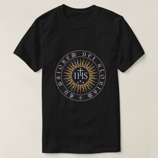 AMDG Ignatius of Loyola Society of Jesus Katholiek T-shirt (Design voorkant)