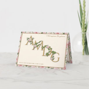 AMDG Religieuze Vintage Floral-katholiek gebed Notitiekaartje
