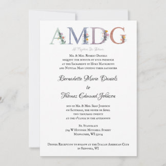 AMDG-uitnodiging tot katholieke bruiloft