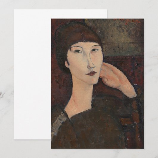 Amedeo Modigliani - Adrienne (Vrouw met Bangs) Kaart (Voorkant / Achterkant)