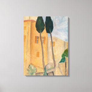 Amedeo Modigliani - Cipressen en huizen bij Cagnes Canvas Afdruk