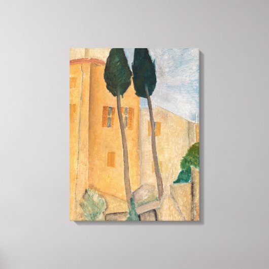 Amedeo Modigliani - Cipressen en huizen bij Cagnes Canvas Afdruk (Voorkant)