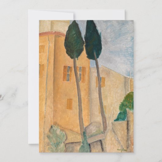 Amedeo Modigliani - Cypresses en Huizen in Cagnes Bedankkaart (Voorkant)