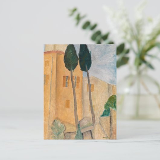 Amedeo Modigliani - Cypresses en Huizen in Cagnes Briefkaart (Staand voorkant)