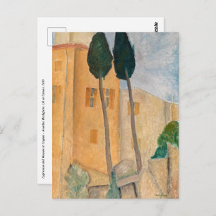 Amedeo Modigliani - Cypresses en Huizen in Cagnes Briefkaart