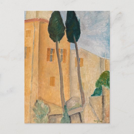 Amedeo Modigliani - Cypresses en Huizen in Cagnes Briefkaart (Voorkant)