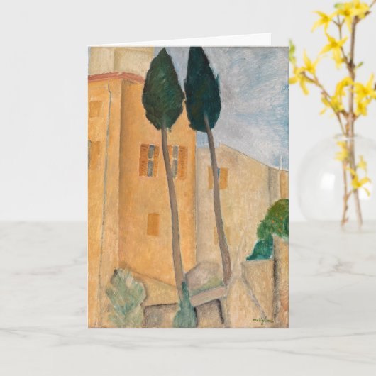 Amedeo Modigliani - Cypresses en Huizen in Cagnes Kaart (Gele Bloem)