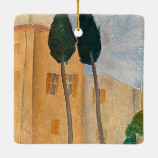 Amedeo Modigliani - Cypresses en Huizen in Cagnes Keramisch Ornament (Achterkant)