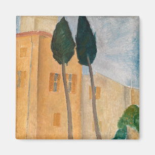 Amedeo Modigliani - Cypresses en Huizen in Cagnes Magneet