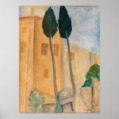 Amedeo Modigliani - Cypresses en Huizen in Cagnes Poster (Voorkant)