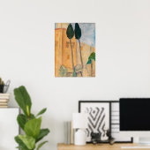 Amedeo Modigliani - Cypresses en Huizen in Cagnes Poster (Thuiskantoor)