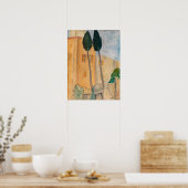 Amedeo Modigliani - Cypresses en Huizen in Cagnes Poster (Keuken)