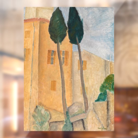 Amedeo Modigliani - Cypresses en Huizen in Cagnes Raamsticker (Vel 2)