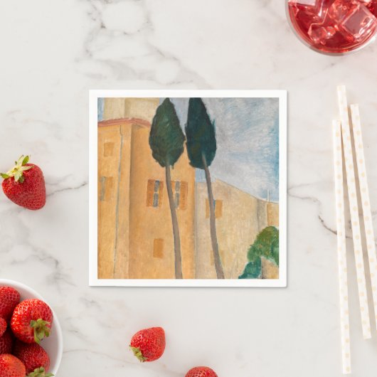 Amedeo Modigliani - Cypresses en Huizen in Cagnes Servet (Insitu)