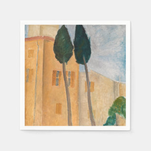 Amedeo Modigliani - Cypresses en Huizen in Cagnes Servet