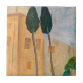Amedeo Modigliani - Cypresses en Huizen in Cagnes Tegeltje (Voorkant)