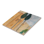 Amedeo Modigliani - Cypresses en Huizen in Cagnes Tegeltje (Zijkant)