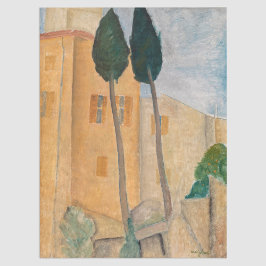 Amedeo Modigliani - Cypresses en Huizen in Cagnes Tissuepapier