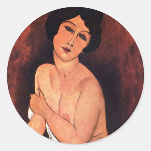 Amedeo Modigliani Grote Zittende Vrouw Ronde Sticker (Voorkant)