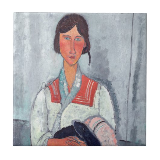 Amedeo Modigliani - Gypsy Vrouw met Baby Tegeltje (Voorkant)