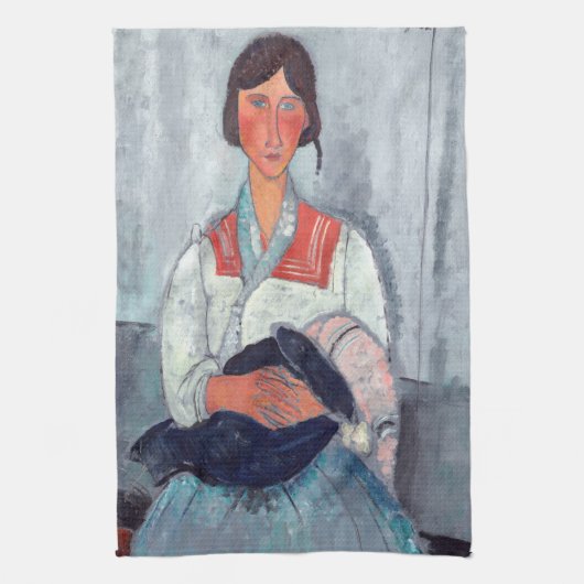 Amedeo Modigliani - Gypsy Vrouw met Baby Theedoek (Verticaal)