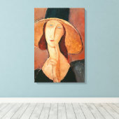 Amedeo Modigliani - Jeanne Hebuterne in groot Pet Canvas Afdruk (Insitu (Houten vloer))